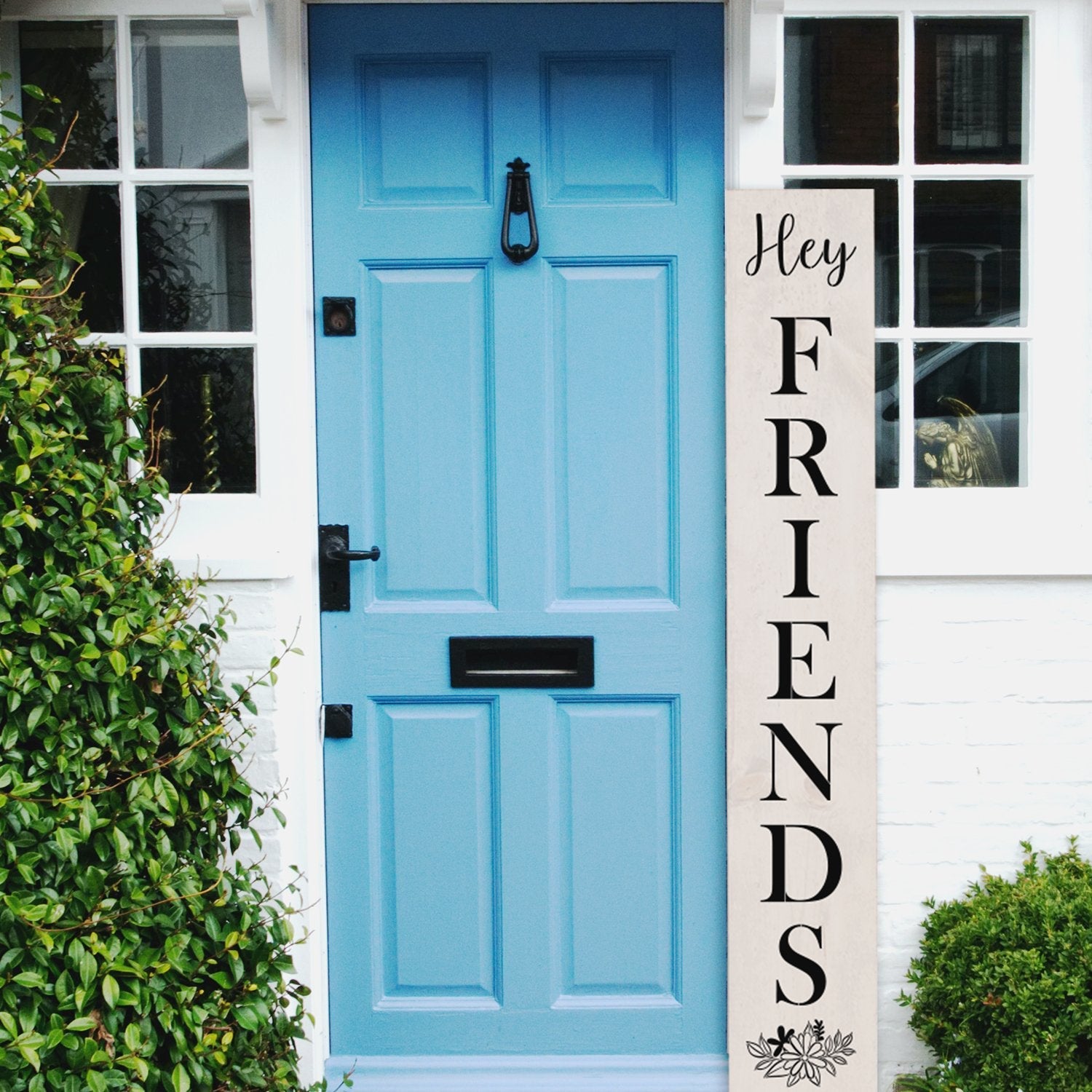 DIY reusable farmhouse leaner stencil, hey friends 5ft porch leaner stencil, DIY 4 foot vertical porch sign hey friends stencil, diy front porch home decors