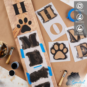 Reusable Vertical Home Sweet Home Sign Stencil for painting 5ft wood porch signs | Bonus Paw print stencil, 5ft Vertical Home Sweet Home front porch leaner sign