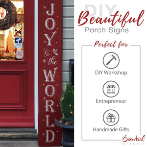 DIY reusable farmhouse Christmas template, reusable farmhouse Christmas sign stencil, Christmas stencils, diy Christmas home decor, Vertical Joy the the world 5ft porch sign stencil, Joy to the World porch leaner template
