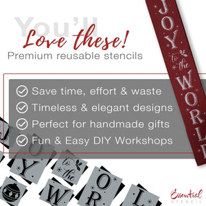 DIY reusable farmhouse Christmas template, reusable farmhouse Christmas sign stencil, Christmas stencils, diy Christmas home decor, Vertical Joy the the world 5ft porch sign stencil, Joy to the World porch leaner template