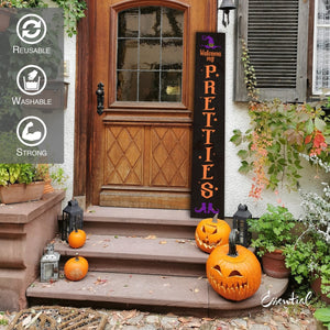 DIY reusable vertical 5ft sign stencils, 5ft vertical welcome my pretties porch sign stencil, Welcome my pretties porch sign leaner, Halloween leaner, 5ft Halloween vertical porch sign stencils