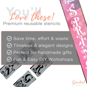 Vertical Ornate Hello Spring | 5ft Porch Sign-Spring-Essential Stencil