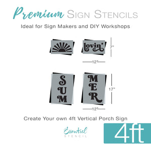 Diy vertical summer lovin' porch leaner, reusable 4ft summer lovin' stencil for diy home decor sign