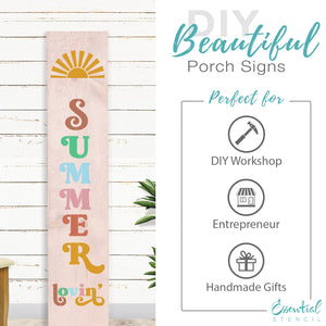 Diy vertical summer lovin' porch leaner, reusable 4ft summer lovin' stencil for diy home decor sign