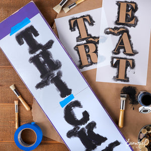 Vertical Trick or Treat sign stencil for painting wood halloween porch sign