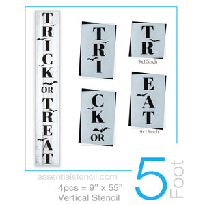 Vertical Trick or Treat sign stencil for painting wood porch sign