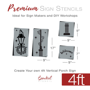 Vertical Winter Light Post 4ft Porch Stencil-Porch Leaner-Essential Stencil