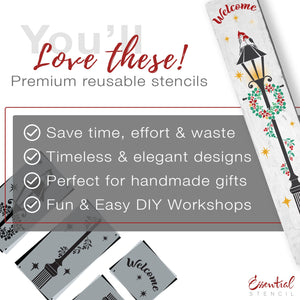 Vertical Winter Light Post 4ft Porch Stencil-Porch Leaner-Essential Stencil