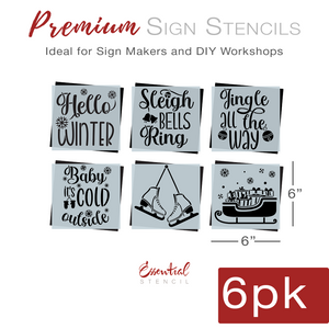 Winter Mini Sign Stencils (6 Pack)-Christmas-Essential Stencil