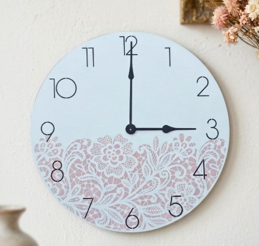 Create a Stunning Farmhouse Stencil Clock You’ll Love ⏰✨ | Easy DIY Home Décor with Lace Detail
