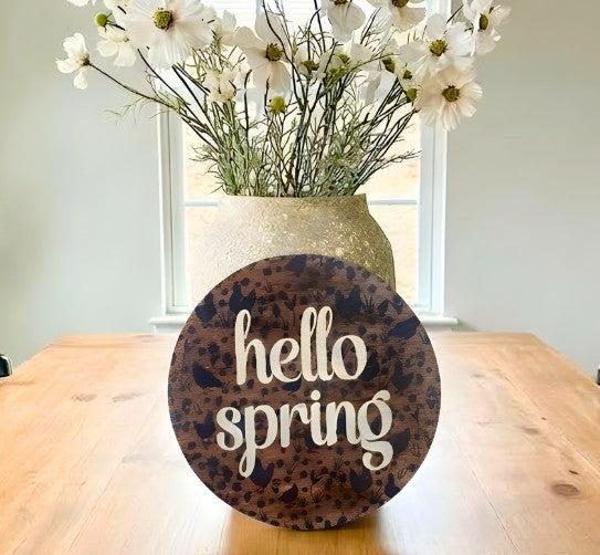 🌸 Hello Spring! Create a Charming Rustic Round Board 🐰💛 - Essential Stencil