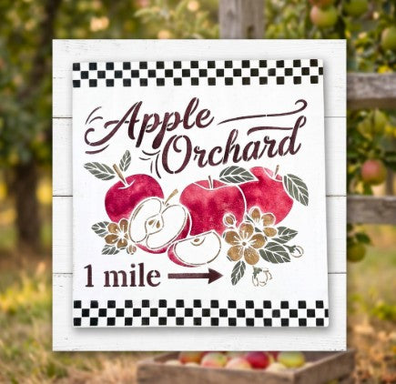 🍎 New Fall Favorite! DIY Apple Orchard Sign with a Farmhouse Checkered Twist 🍂