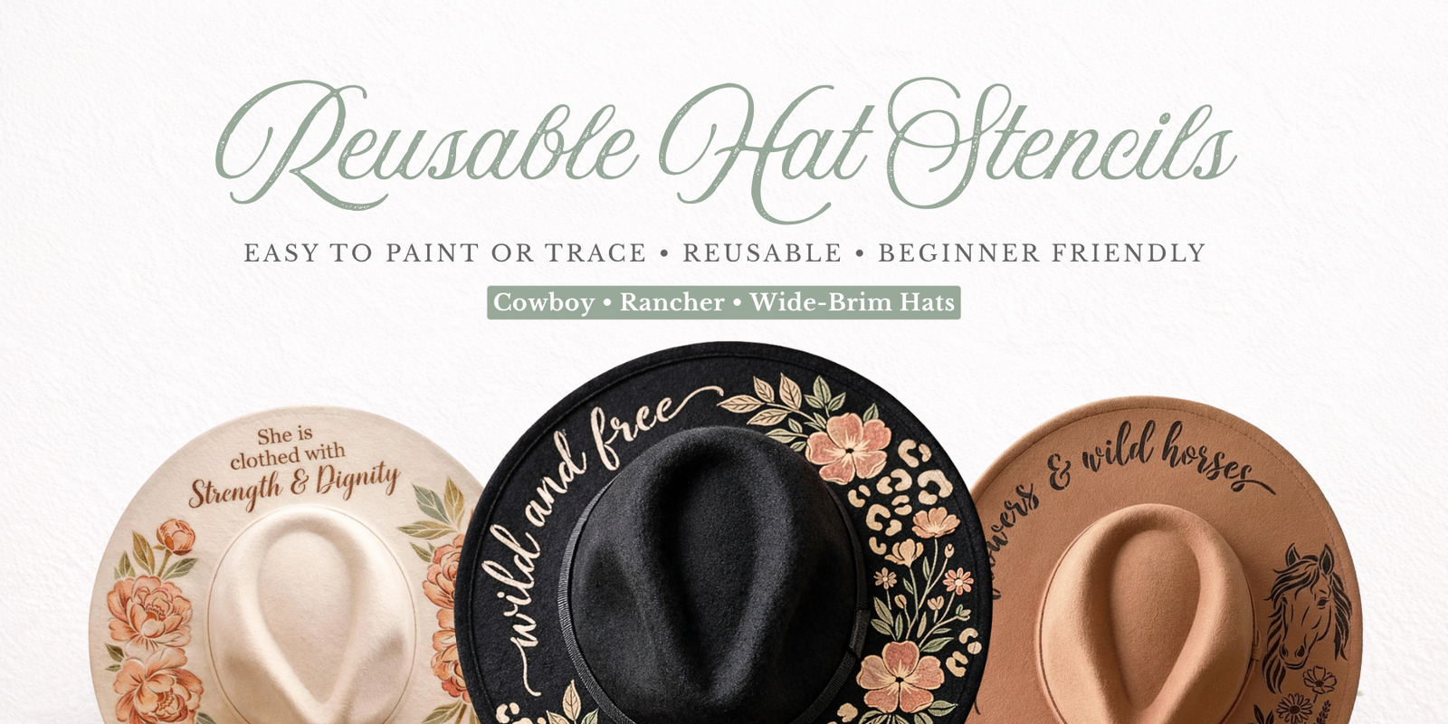 Reusable Hat Stencils for Cowboy & Wide-Brim Hats