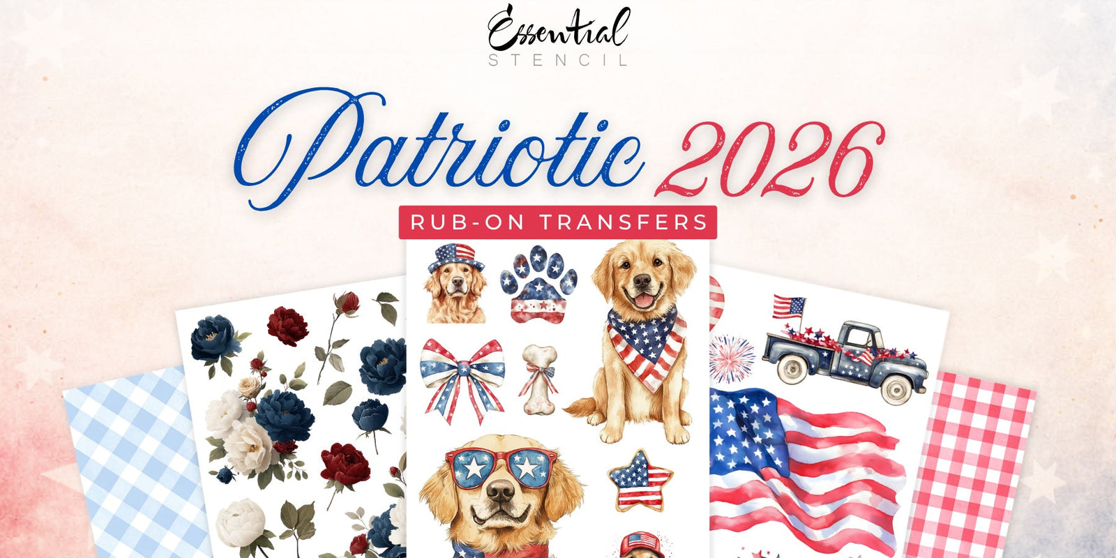patriotic rub on transfers and stencils
