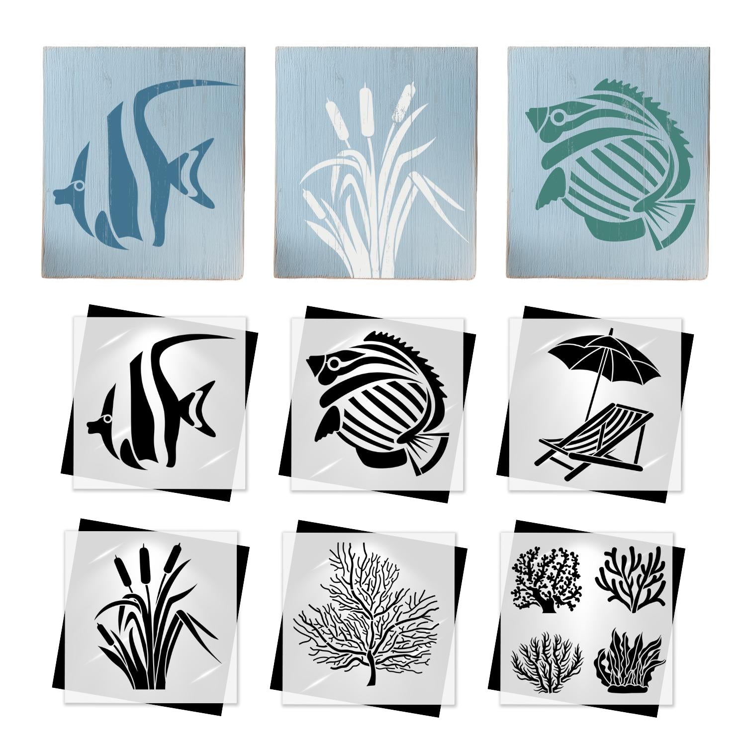 Coastal Mini Silhouettes (6pk)-Stencils & Die Cuts-Essential Stencil