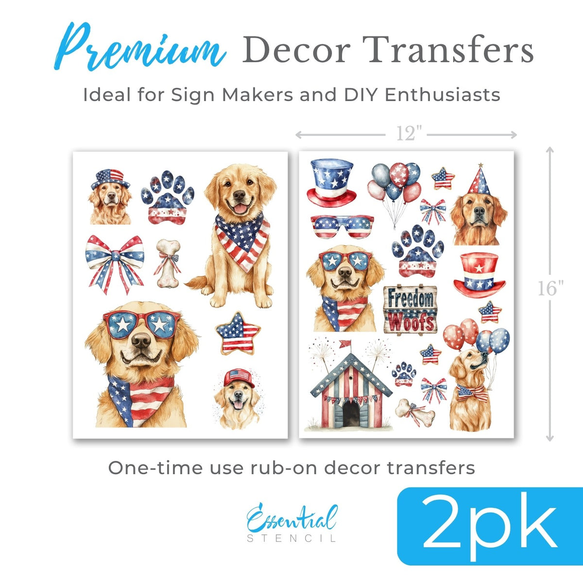 Patriotic 2026 Rub-On Transfer Bundle-Patriotic-Essential Stencil
