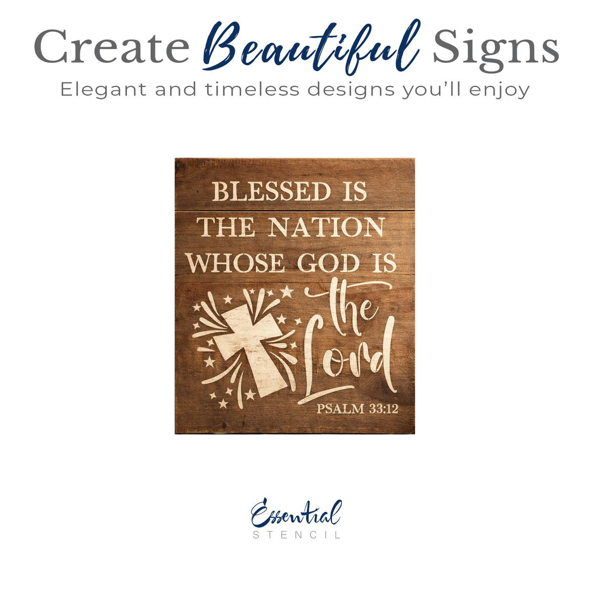 Blessed is the Nation-Patriotic-Essential Stencil