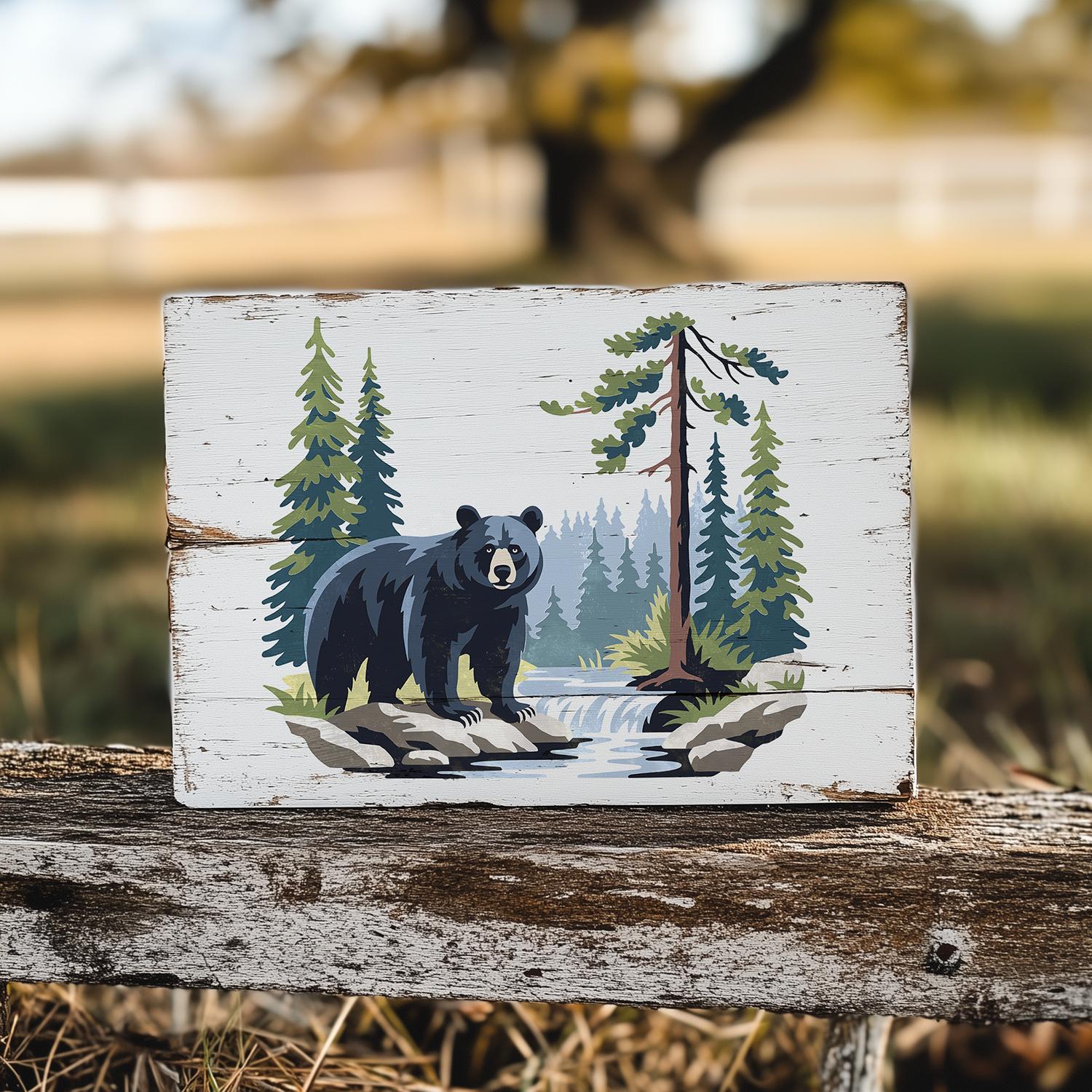 Layered Forest Bear Stencil-Fathers Day-Essential Stencil