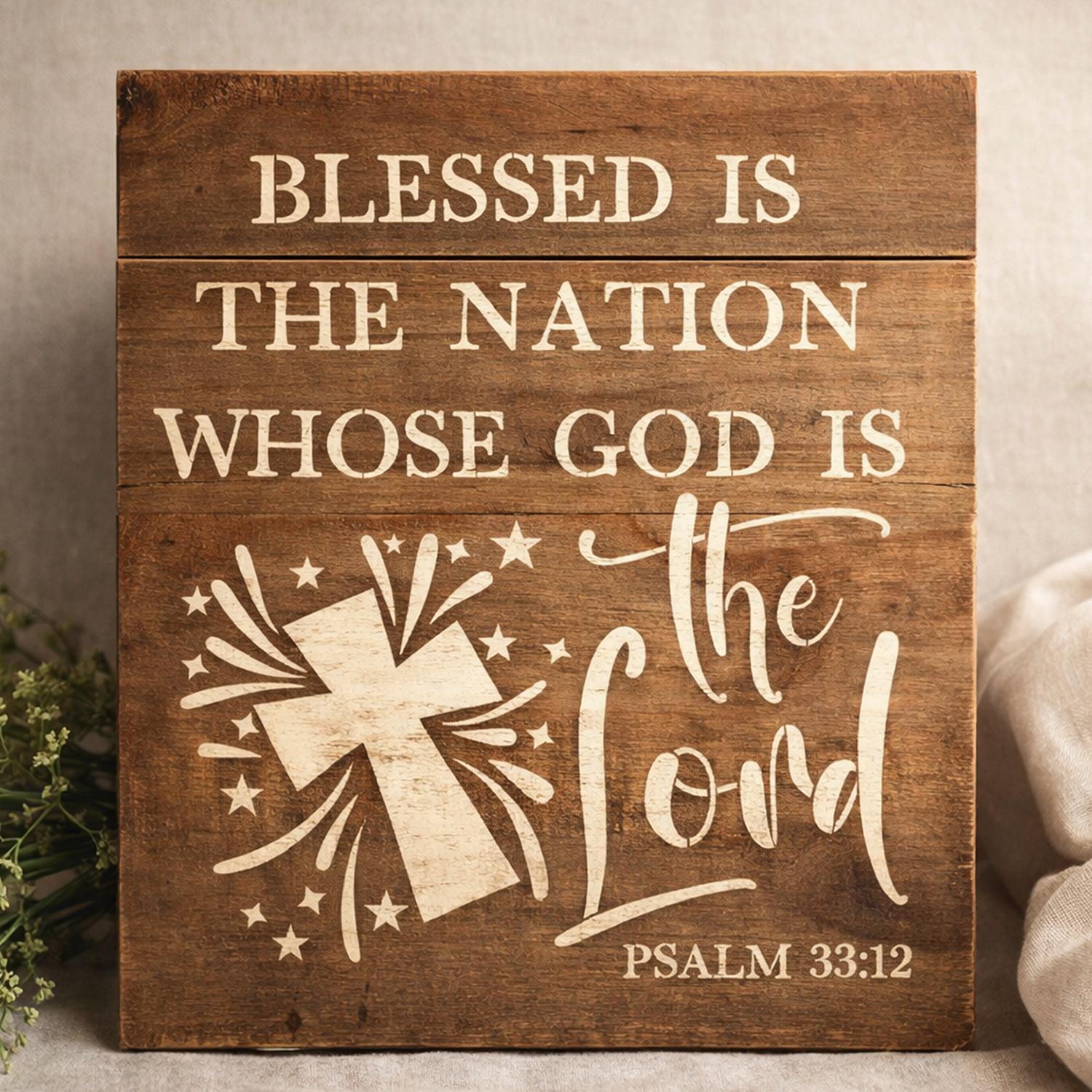 Blessed is the Nation-Patriotic-Essential Stencil