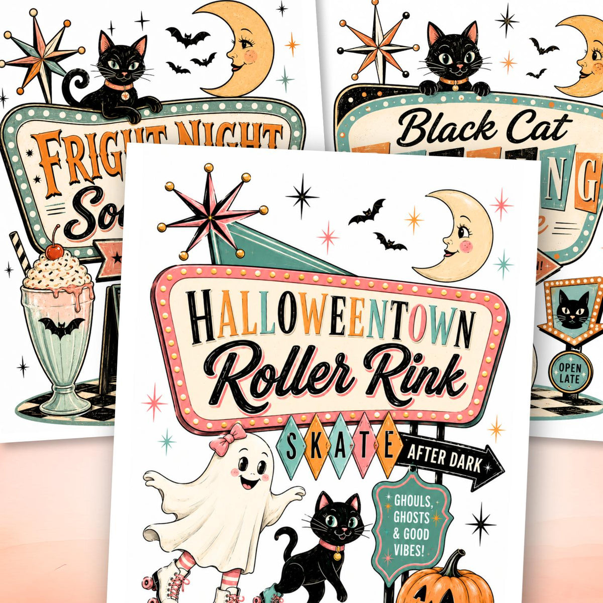 Retro Fright Night Transfer Set-Rub-on Transfer-Essential Stencil