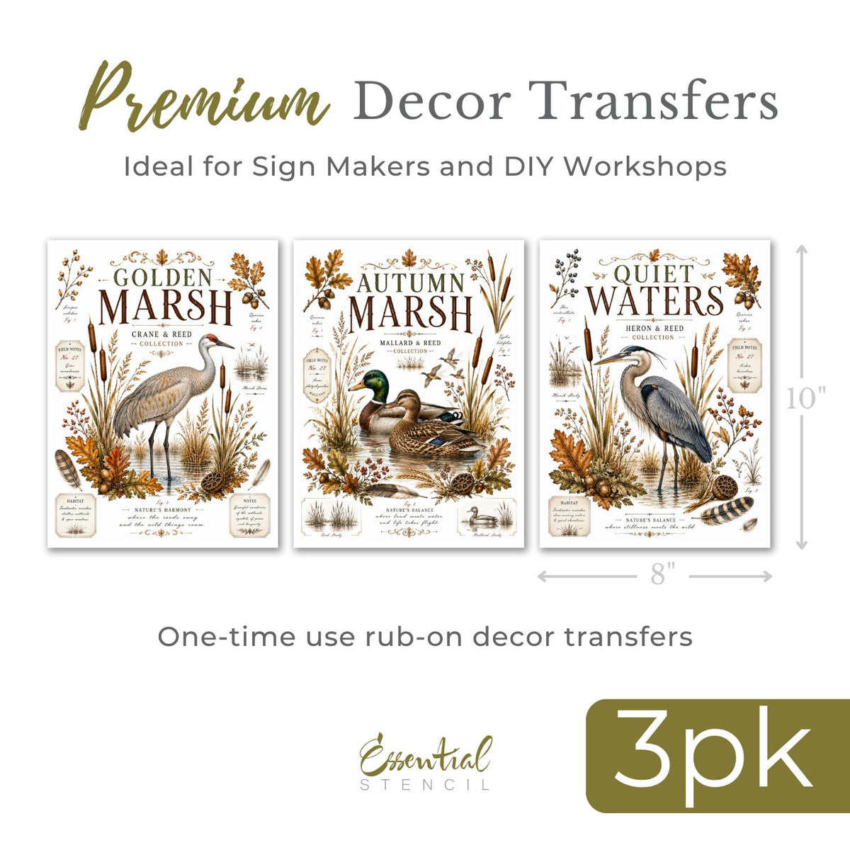 Autumn Marshlands Transfer Set-Rub-on Transfer-Essential Stencil