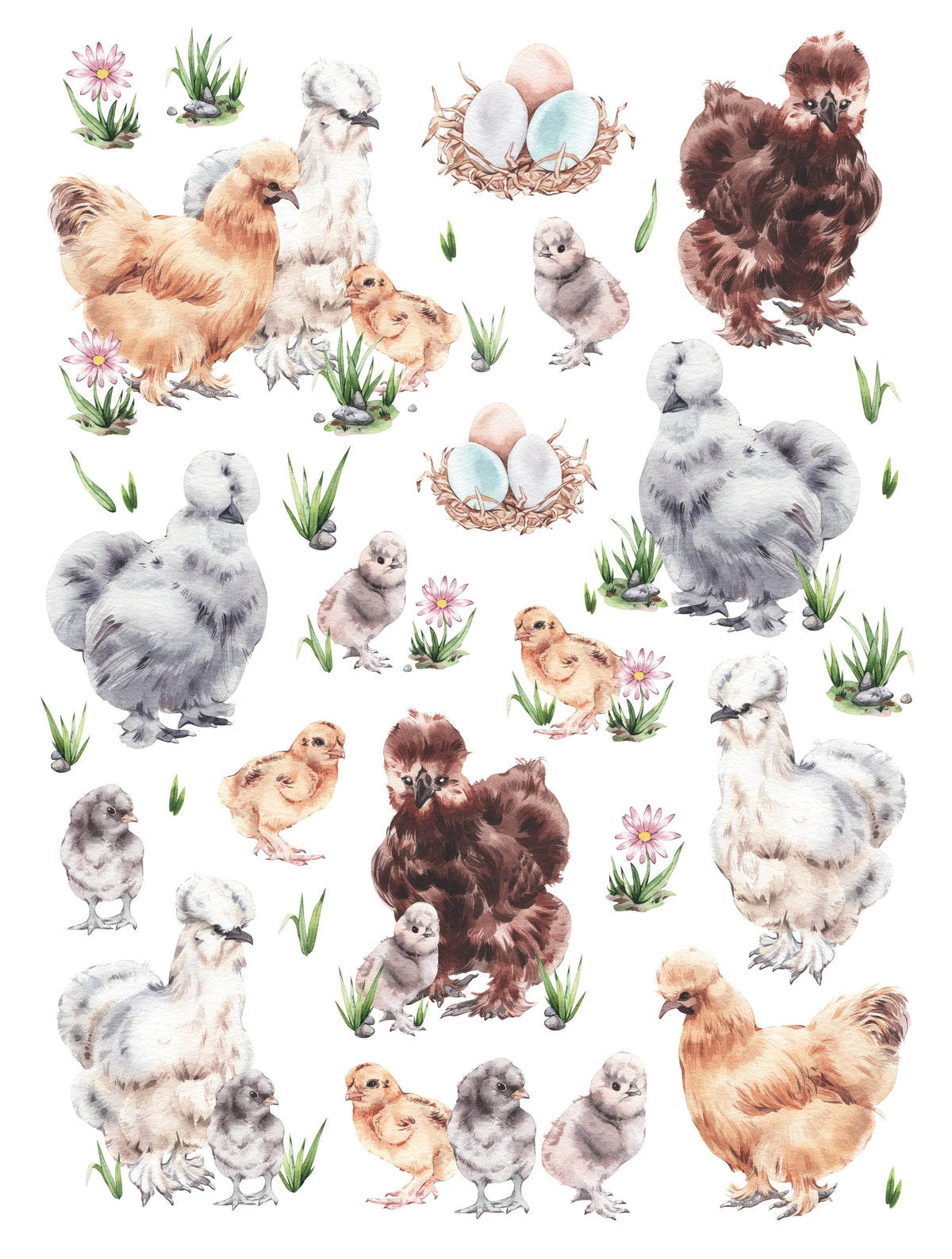 Silkie Chicken Rub-on Transfers-Rub-on Transfer-Essential Stencil