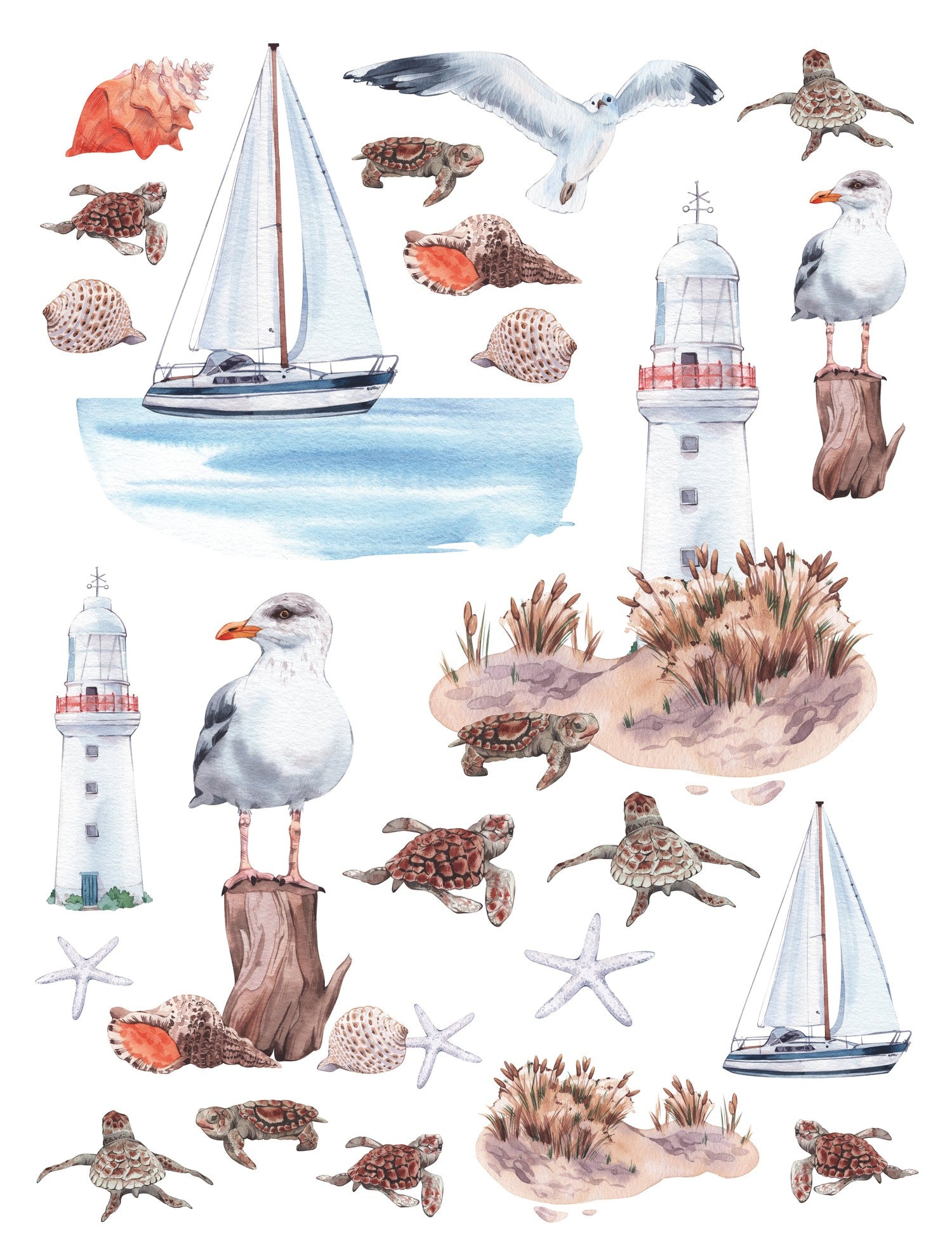 Coastal Charm Rub On Transfer Bundle-Bundle-Essential Stencil