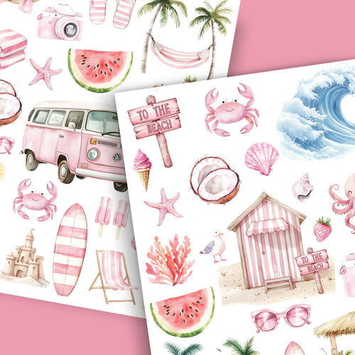 Pink Coastal-Rub-on Transfer-Essential Stencil