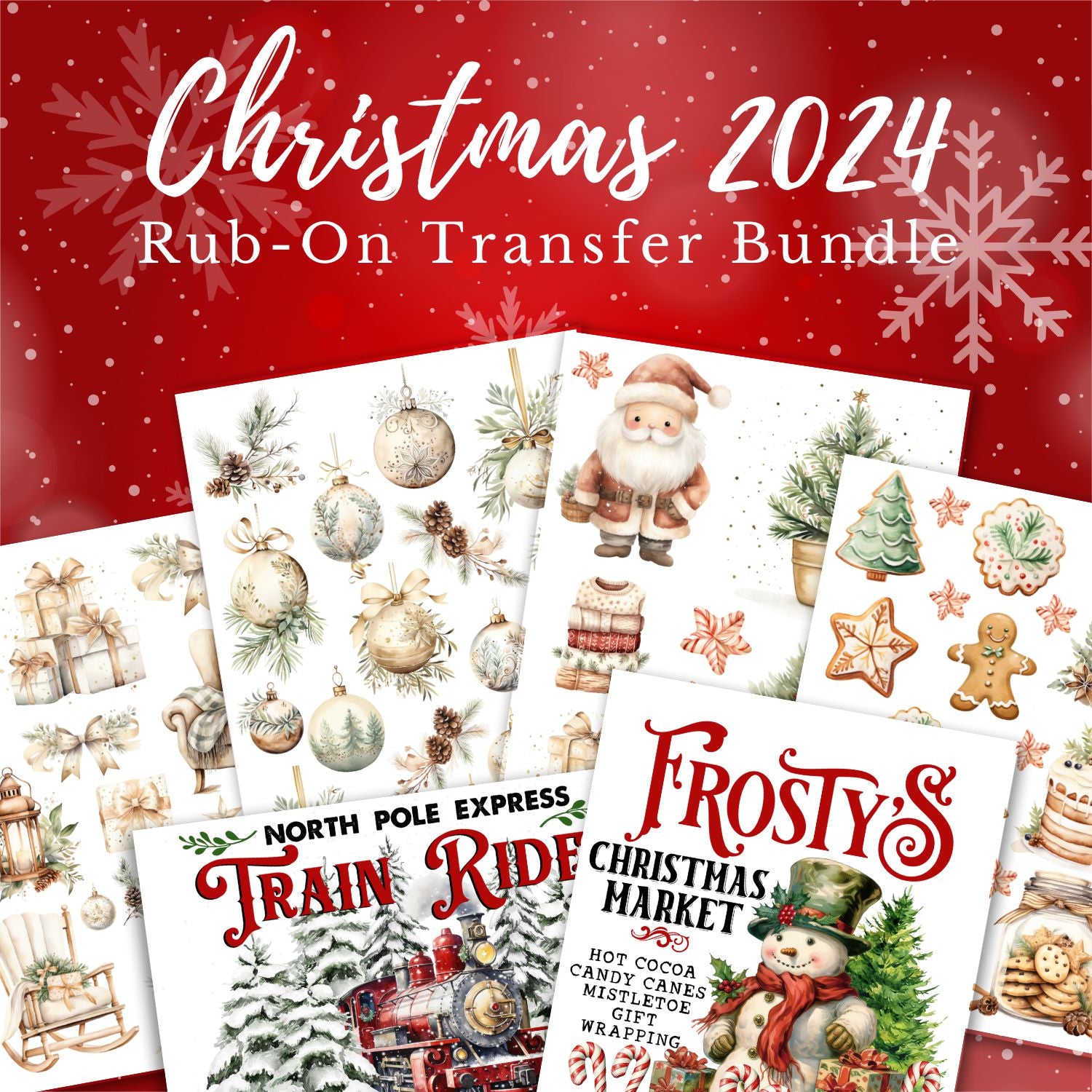 New Christmas 2024 Rub-on Transfer Bundle-Rub-on Transfer-Essential Stencil