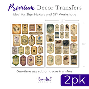 Vintage Apothecary Labels Rub-on Transfer Set-Rub-on Transfer-Essential Stencil