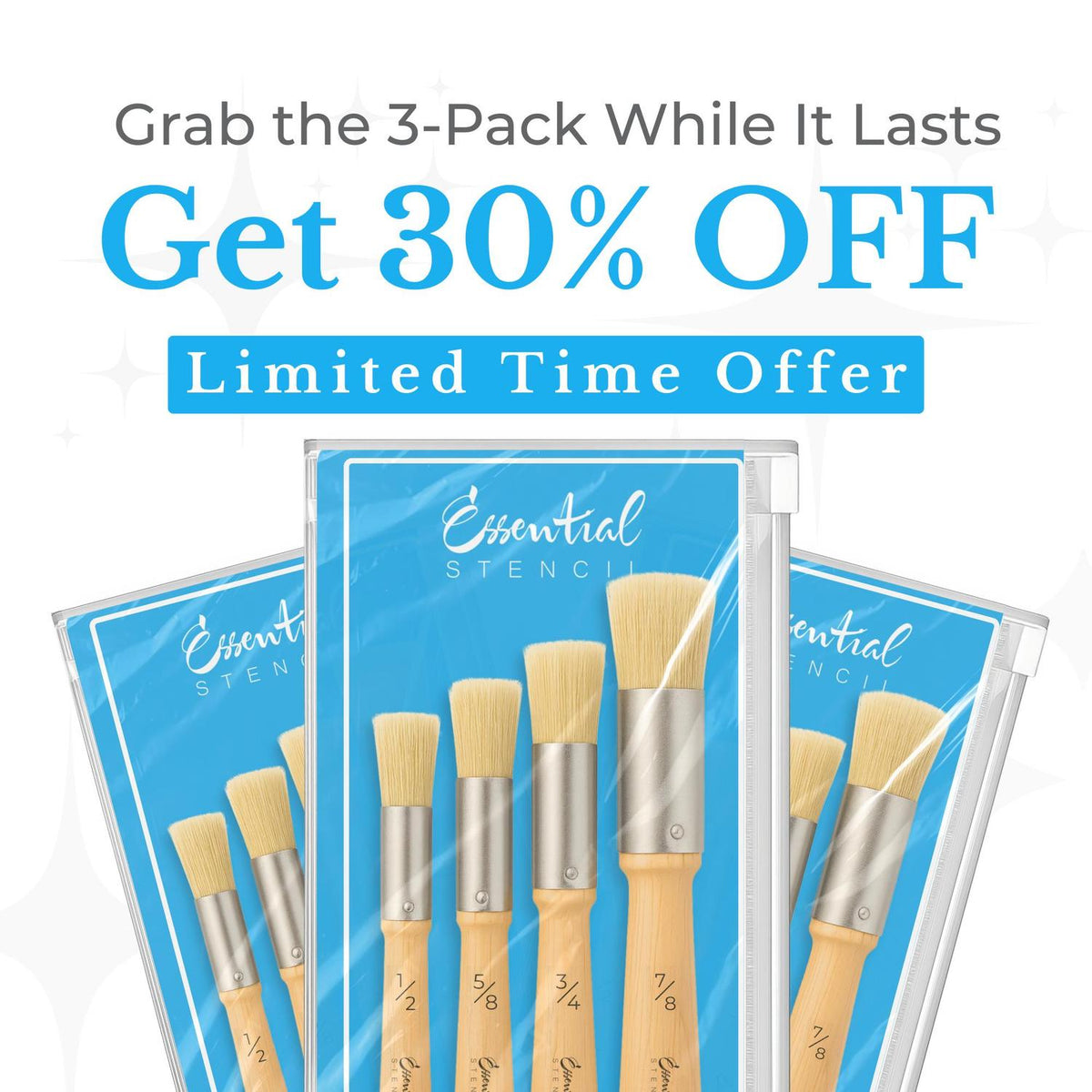 Stencil Brush Set | Pure Natural Bristle Brushes-Brushes-Essential Stencil