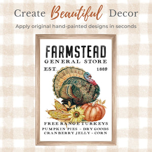 Farmstead Turkey Rub-on Transfer-Rub-on Transfer-Essential Stencil