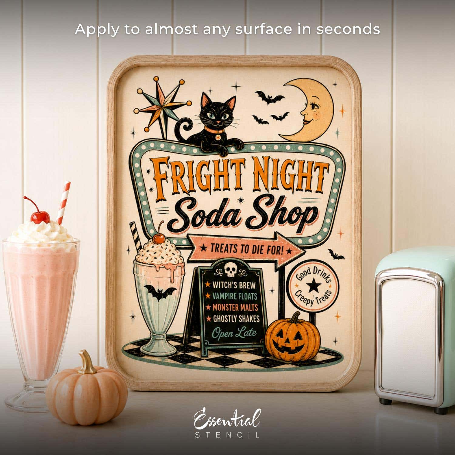 Retro Fright Night Transfer Set-Rub-on Transfer-Essential Stencil