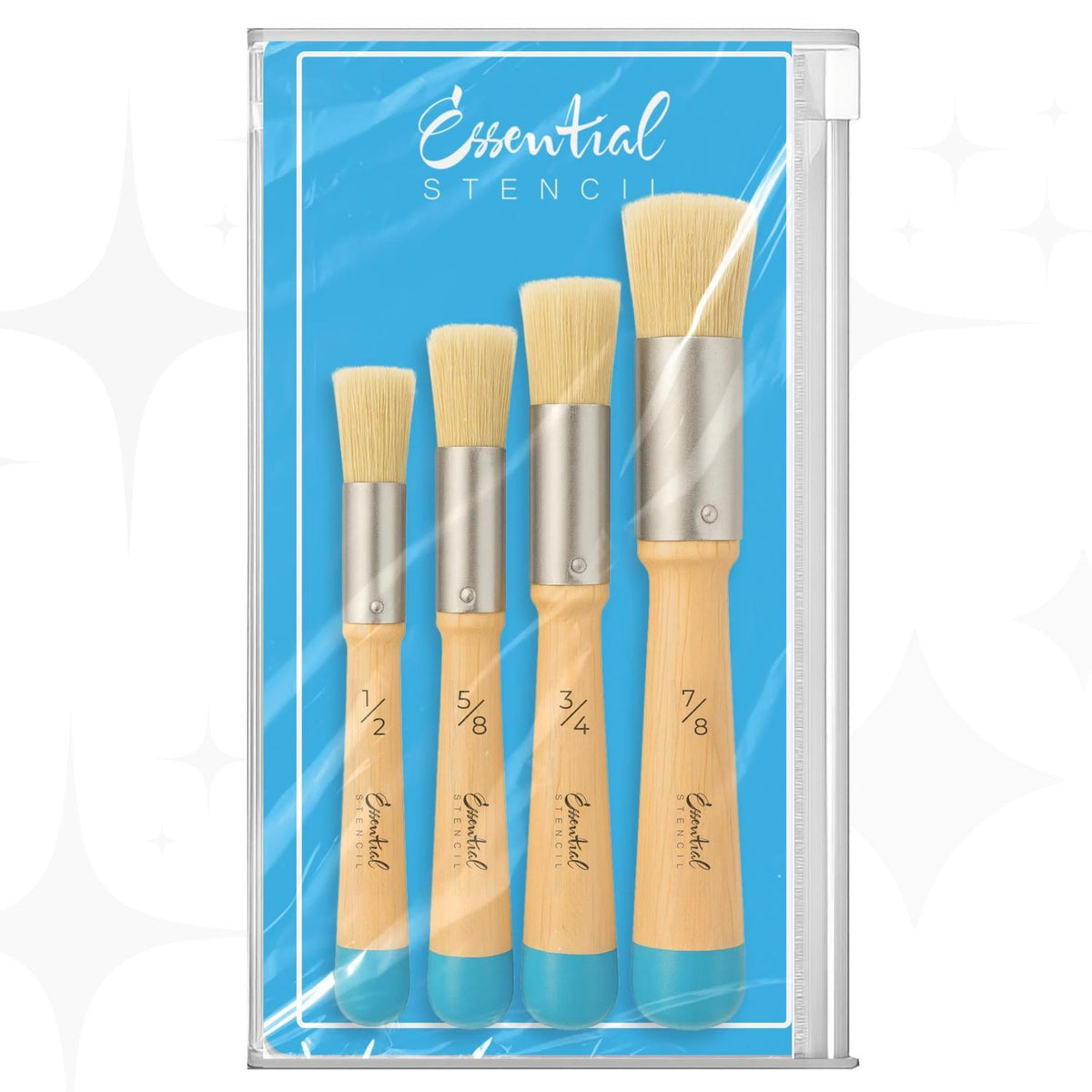 Stencil Brush Set | Pure Natural Bristle Brushes-Brushes-Essential Stencil