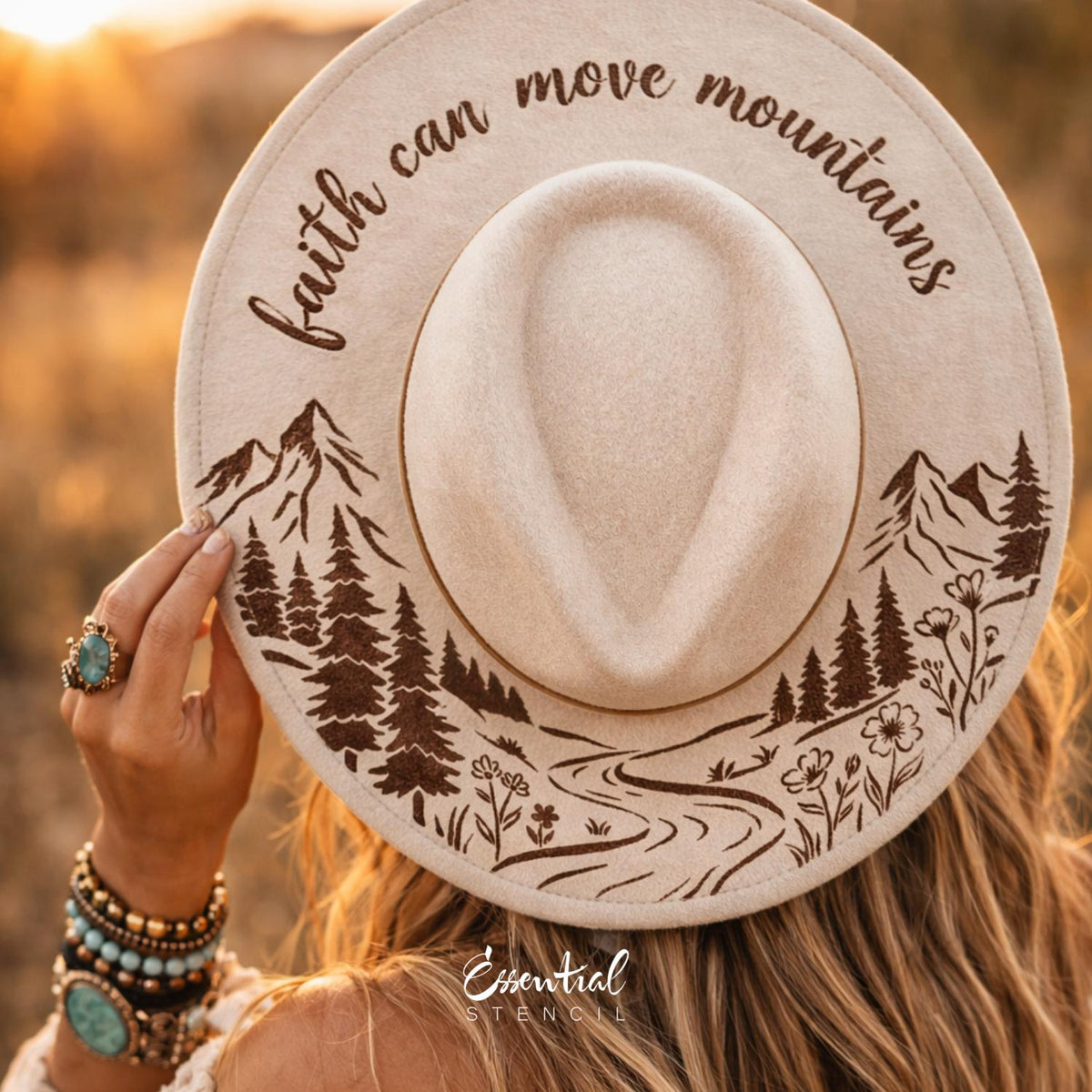 Faith Moves Mountains-Hat Stencil-Essential Stencil