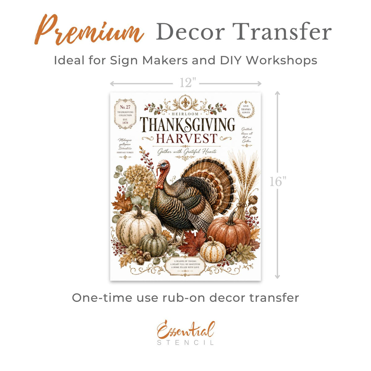 Heirloom Thanksgiving Transfer-Rub-on Transfer-Essential Stencil