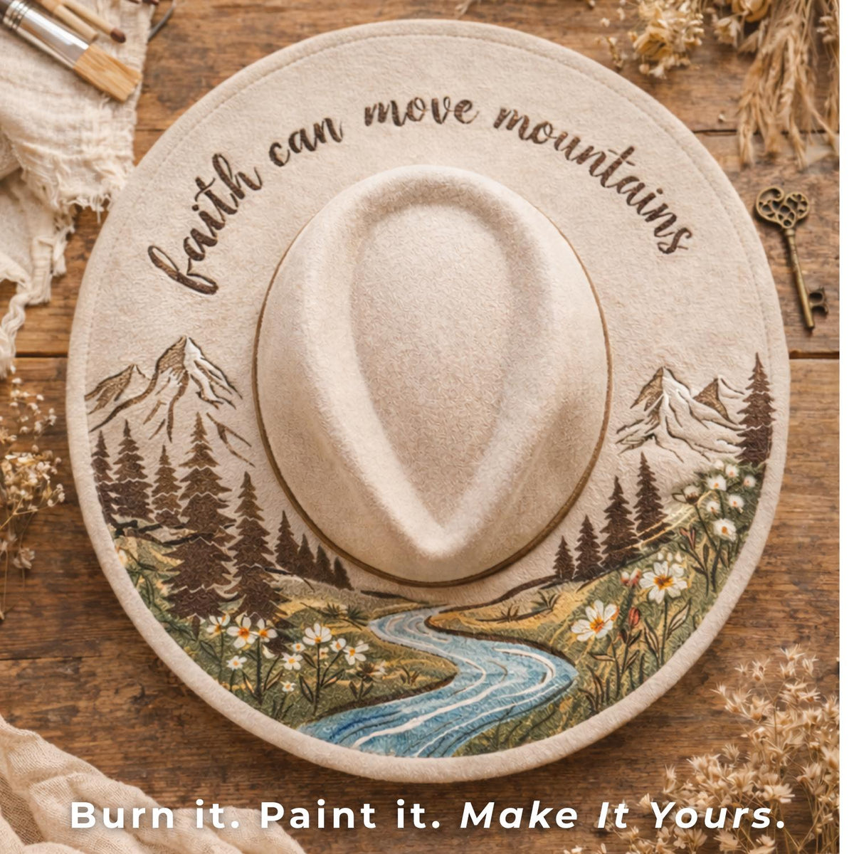 Faith Moves Mountains-Hat Stencil-Essential Stencil