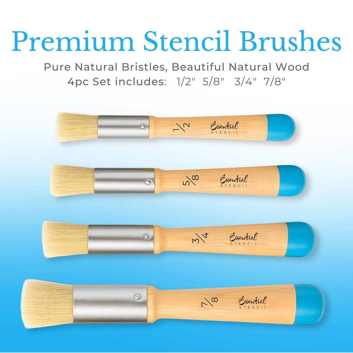 Stencil Brush Set | Pure Natural Bristle Brushes-Brushes-Essential Stencil