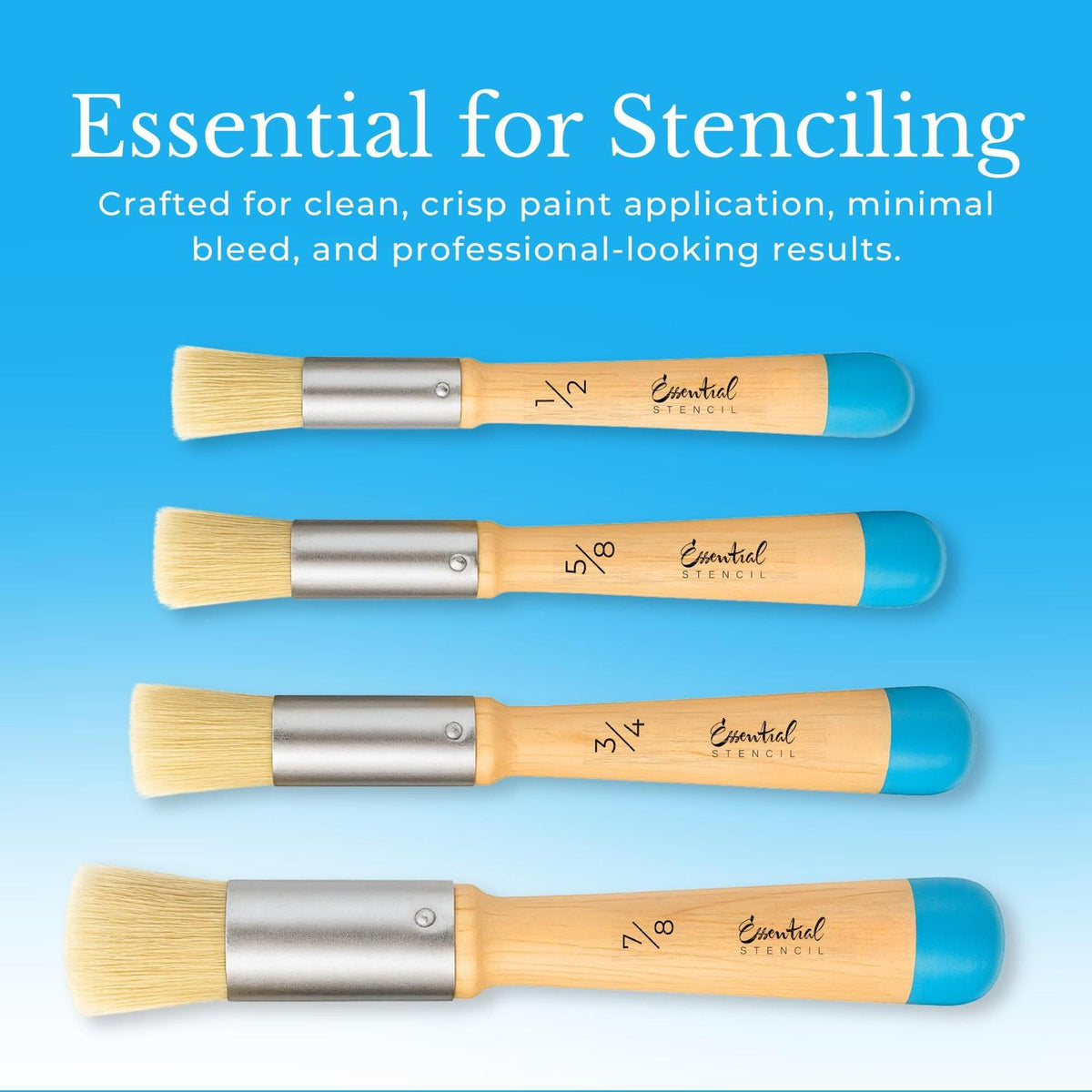 Stencil Brush Set | Pure Natural Bristle Brushes-Brushes-Essential Stencil