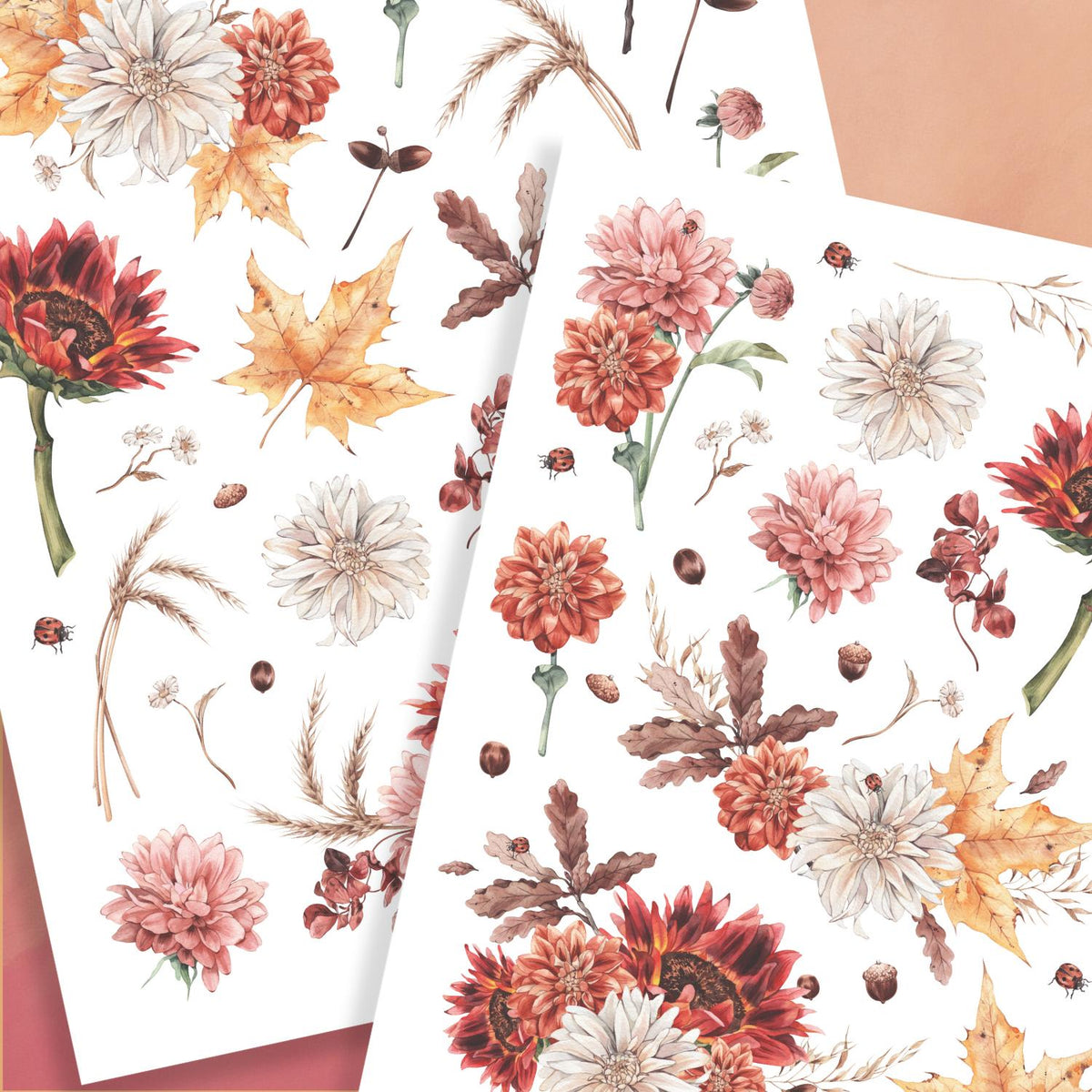 Autumn Flower Rub-on Transfer Set-Rub-on Transfer-Essential Stencil