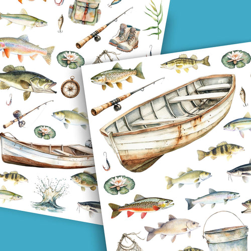 Gone Fishing-Rub-on Transfer-Essential Stencil