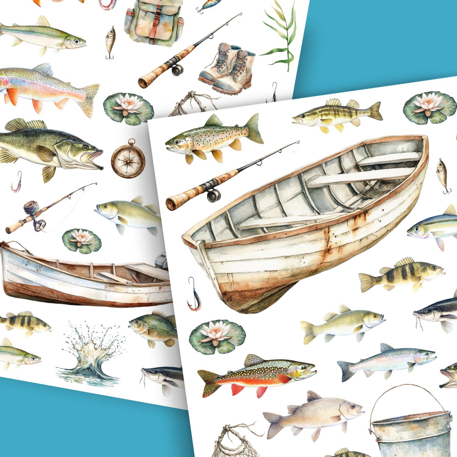 Gone Fishing-Rub-on Transfer-Essential Stencil