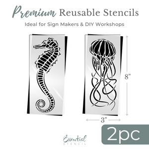 Seahorse & Jellyfish Duo-Stencils & Die Cuts-Essential Stencil