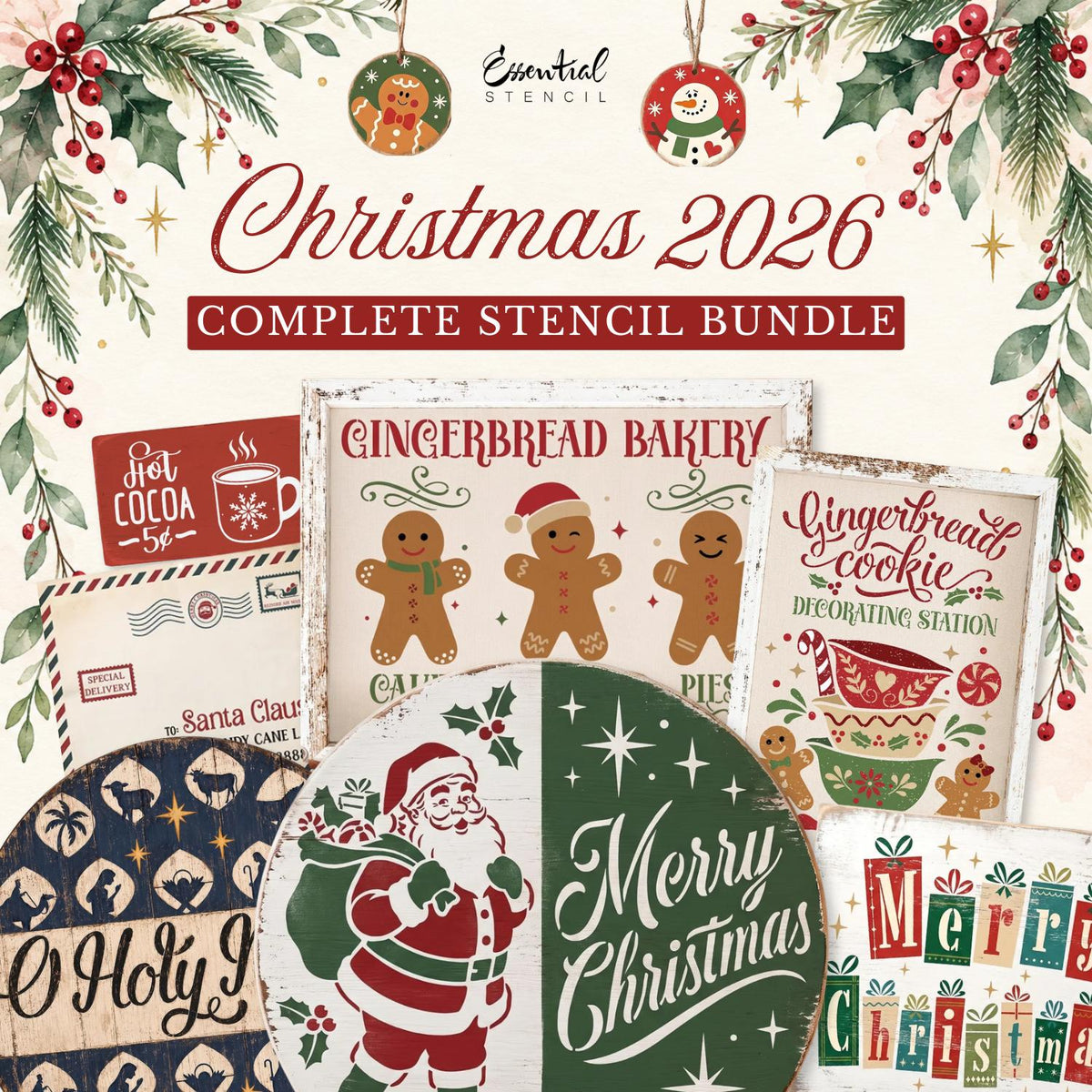 Christmas 2026 Complete Stencil Bundle-Christmas-Essential Stencil