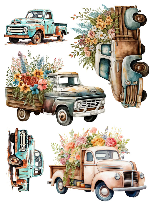 Rustic Vintage Truck Rub-on Transfers - Essential Stencil