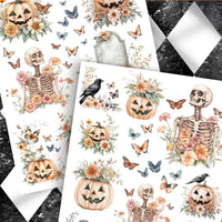 Bones to Blossoms Halloween Rub-on Transfer Set-Rub-on Transfer-Essential Stencil