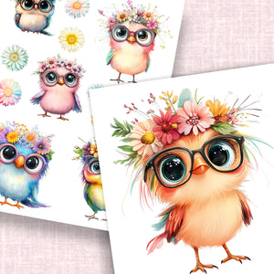 Blooming Birdies Rub-On Transfer Set-Rub-on Transfer-Essential Stencil