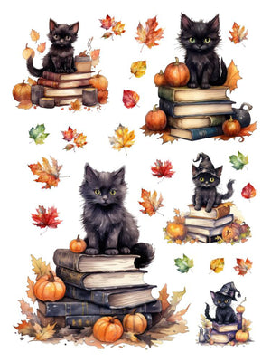 Fall Black Cats Rub-on Transfers-Rub-on Transfer-Essential Stencil