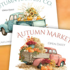 Vintage Autumn Trucks Rub-On Transfer Set (Free Gift $100+)