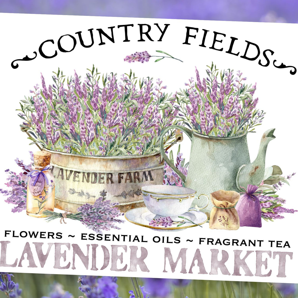 Lavender Market Rub-on Transfer-Rub-on Transfer-Essential Stencil